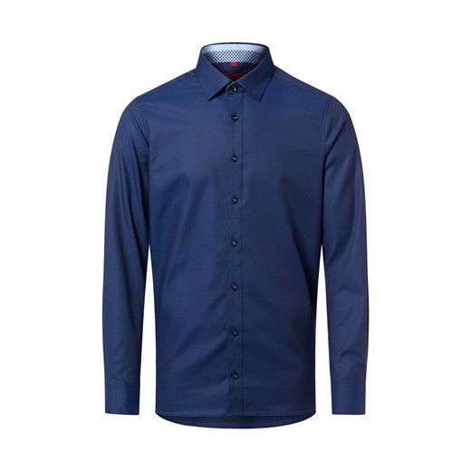 Finshley & Harding Męska koszula biznesowa Mężczyźni Slim Fit Bawełna granatowy jednolity ze sklepu vangraaf w kategorii Koszule męskie - zdjęcie 186178679