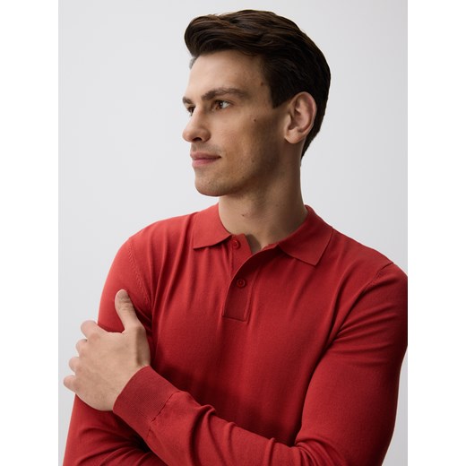 Reserved - Wiskozowy sweter polo - intenstywna czerwień - id: 019FR-29X - marki Reserved - 186181987 Reserved - Wiskozowy sweter polo - intenstywna czerwień ze sklepu Reserved w kategorii Swetry męskie - zdjęcie 186181987