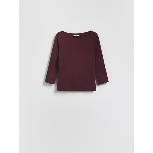Reserved - Bawełniany longsleeve - bordowy ze sklepu Reserved w kategorii Bluzki damskie - zdjęcie 186182948