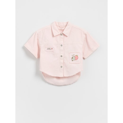 Reserved - Koszula z haftem Pusheen - pastelowy róż ze sklepu Reserved w kategorii Koszule dziewczęce - zdjęcie 186184116