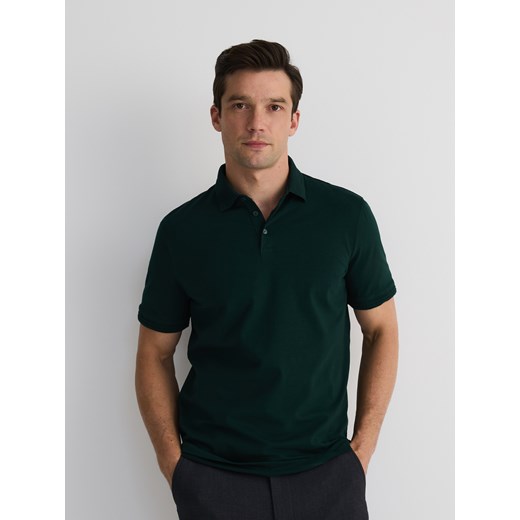 Reserved - Koszulka polo regular - ciemnozielony ze sklepu Reserved w kategorii T-shirty męskie - zdjęcie 186184387
