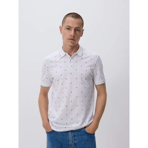 Reserved - Koszulka polo regular fit - biały ze sklepu Reserved w kategorii T-shirty męskie - zdjęcie 186184407