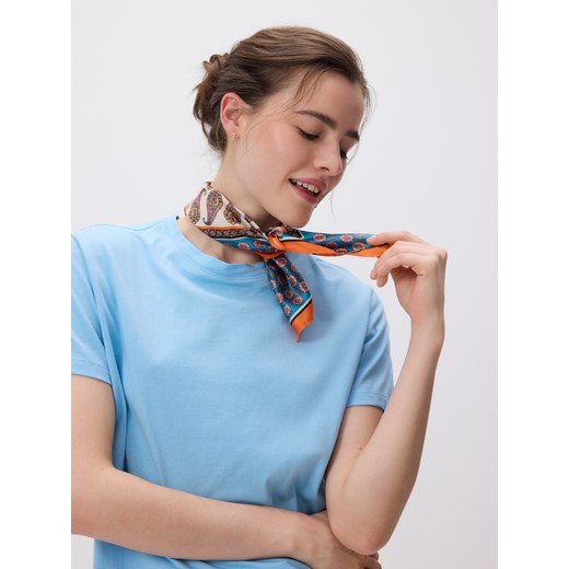 Reserved - Bawełniany t-shirt regular - jasnoniebieski ze sklepu Reserved w kategorii Bluzki damskie - zdjęcie 186184888