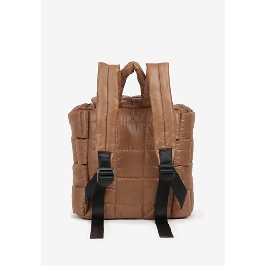 Beżowy Pikowany Plecak w Stylu Puffer z Klapą i Ściągaczem Ruvitte uniwersalny born2be.pl