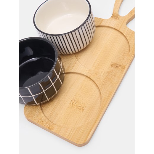 Sinsay - Taca do serwowania z dwoma miseczkami - wielobarwny Sinsay One Size Sinsay