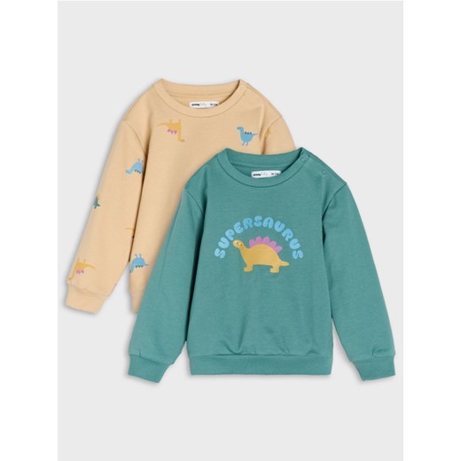 Sinsay - Bluza crewneck z nadrukiem 2 pack - zielony - id: 523EM-67X - marki Sinsay - 186185576 Sinsay - Bluza crewneck z nadrukiem 2 pack - zielony ze sklepu Sinsay w kategorii Bluzy i swetry - zdjęcie 186185576