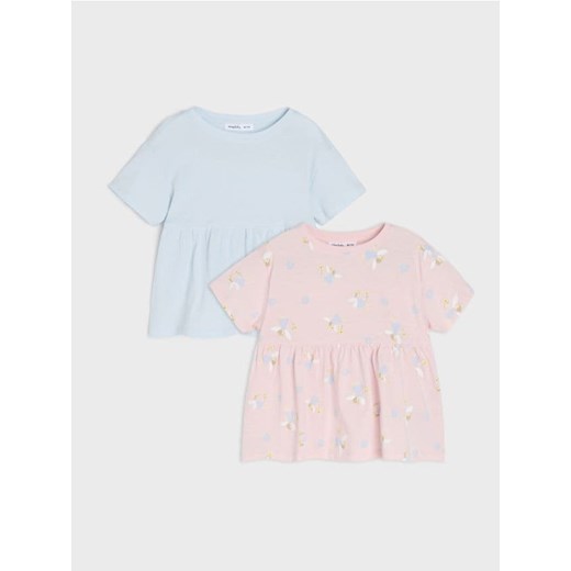 Sinsay - Koszulki 2 pack z baskinką - różowy ze sklepu Sinsay w kategorii Kaftaniki i bluzki - zdjęcie 186185607