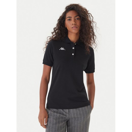 Kappa Polo Logo Sharas Wss 302B3C0 Czarny Regular Fit ze sklepu MODIVO w kategorii Bluzki damskie - zdjęcie 186186778
