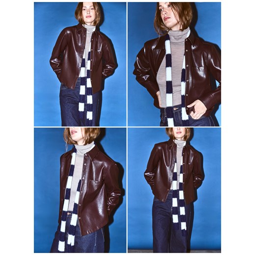 Reserved - Koszula z imitacji skóry - ciemnobrązowy ze sklepu Reserved w kategorii Koszule damskie - zdjęcie 186188335