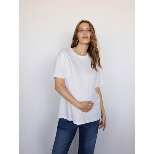 Reserved - T-shirt oversize z modalem - biały ze sklepu Reserved w kategorii Bluzki damskie - zdjęcie 186188827