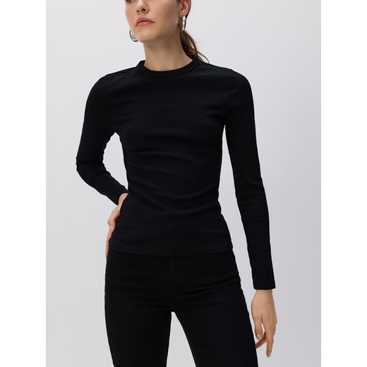 Reserved - Longsleeve w prążek - czarny ze sklepu Reserved w kategorii Bluzki damskie - zdjęcie 186189065