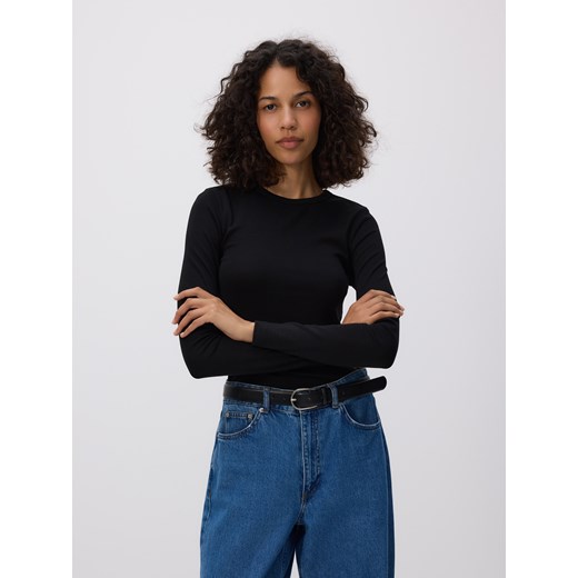 Reserved - Longsleeve z modalem - czarny ze sklepu Reserved w kategorii Bluzki damskie - zdjęcie 186189077
