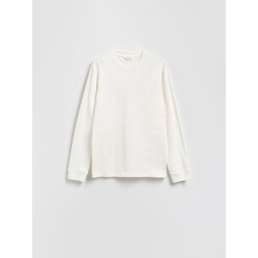 Reserved - Bawełniany longsleeve - złamana biel ze sklepu Reserved w kategorii T-shirty męskie - zdjęcie 186189325