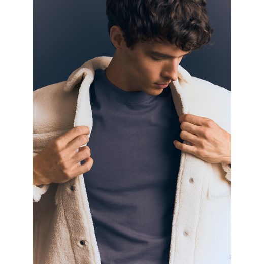 Reserved - Bawełniany longsleeve - granatowy ze sklepu Reserved w kategorii T-shirty męskie - zdjęcie 186189329