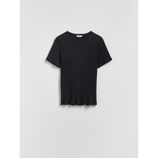 Reserved - T-shirt slim fit - czarny ze sklepu Reserved w kategorii T-shirty męskie - zdjęcie 186189398