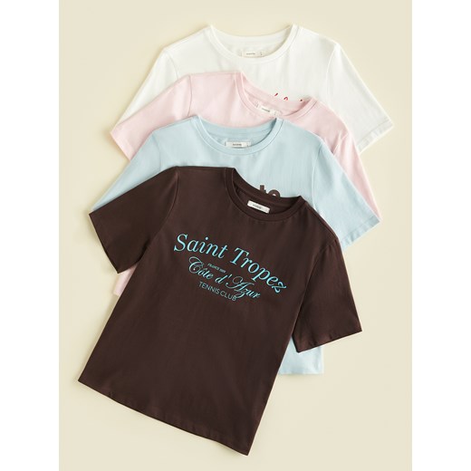 Reserved - T-shirt z nadrukiem - ciemnobrązowy ze sklepu Reserved w kategorii Bluzki damskie - zdjęcie 186189585