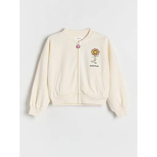 Reserved - Bluza bomberka SmileyWorld® - kremowy ze sklepu Reserved w kategorii Bluzki dziewczęce - zdjęcie 186189777