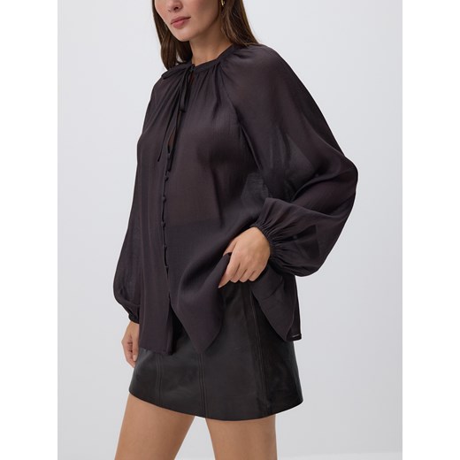 Reserved - Bluzka z wiskozą - brązowy ze sklepu Reserved w kategorii Bluzki damskie - zdjęcie 186189867