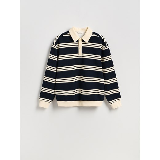 Reserved - Bluza regular fit z kołnierzem - granatowy ze sklepu Reserved w kategorii Bluzy męskie - zdjęcie 186190256