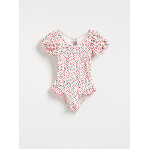 Reserved - Jednoczęściowy strój kąpielowy z falbaną - złamana biel Reserved 86/92 (1-2 lata) okazja Reserved