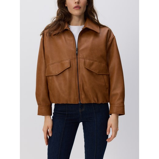 Reserved - Kurtka z imitacji skóry - brązowy Reserved XS Reserved