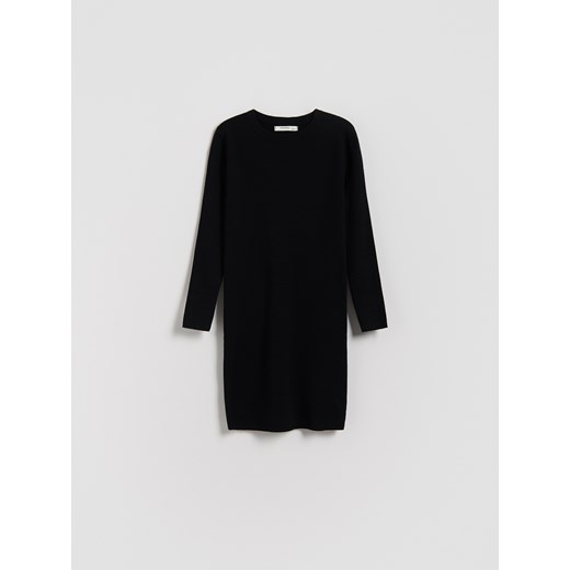 Reserved - Dzianinowa sukienka z wiskozą - czarny ze sklepu Reserved w kategorii Swetry dziewczęce - zdjęcie 186190628