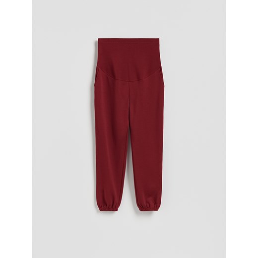 Reserved - Bawełniane spodnie jogger - bordowy ze sklepu Reserved w kategorii Spodnie damskie - zdjęcie 186190766
