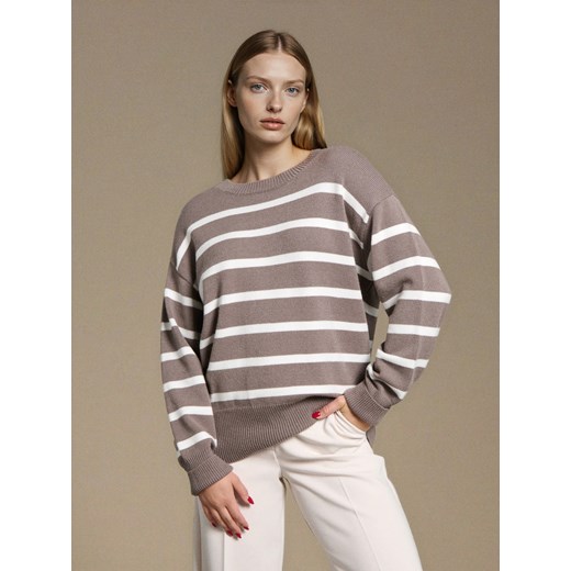 Sinsay - Sweter w paski z wiskozy - brązowy Sinsay XL Sinsay