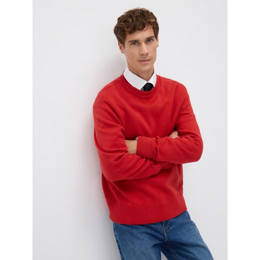 Reserved - Bawełniany sweter - czerwony ze sklepu Reserved w kategorii Swetry męskie - zdjęcie 186193469