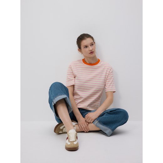 Reserved - T-shirt w paski - różowy ze sklepu Reserved w kategorii Bluzki damskie - zdjęcie 186193799
