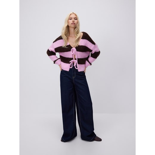 Reserved - Kardigan z wiązaniem - różowy ze sklepu Reserved w kategorii Swetry damskie - zdjęcie 186194286