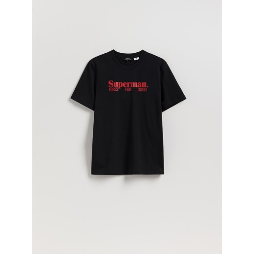 Reserved - Bawełniany t-shirt regular fit SUPERMAN™ - czarny ze sklepu Reserved w kategorii T-shirty męskie - zdjęcie 186194576