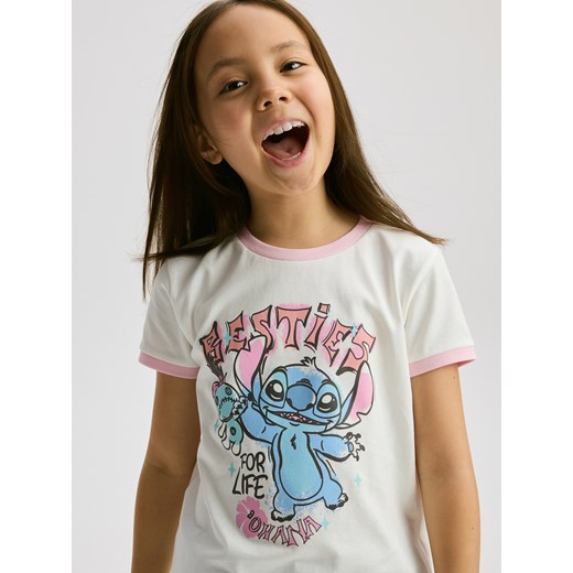 Reserved - T-shirt Lilo i Stitch - złamana biel Reserved 122/128 (6-8 lat) Reserved wyprzedaż