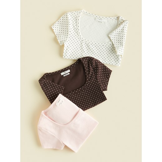 Reserved - Bawełniany t-shirt w groszki - biały ze sklepu Reserved w kategorii Bluzki damskie - zdjęcie 186195106