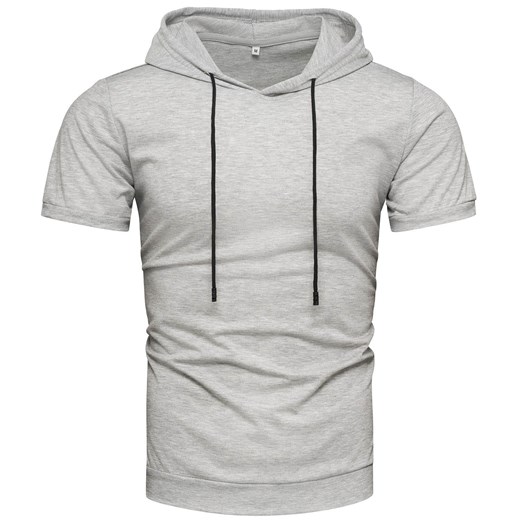 T-shirt męski szary z kapturem Recea ze sklepu Recea.pl w kategorii T-shirty męskie - zdjęcie 186195896