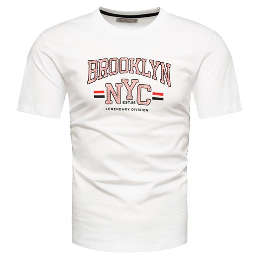 Koszulka bawełniana męska t-shirt z printem biały Recea ze sklepu Recea.pl w kategorii T-shirty męskie - zdjęcie 186195905