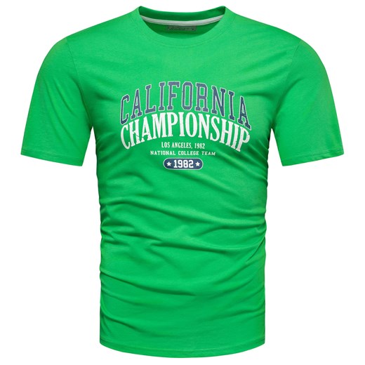 Koszulka bawełniana męska t-shirt z printem seledynowy Recea ze sklepu Recea.pl w kategorii T-shirty męskie - zdjęcie 186195909