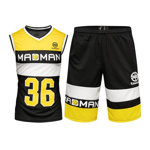 Komplet sportowy żółto-czarny męski na lato Recea ze sklepu Recea.pl w kategorii Odzież męska - zdjęcie 186195925