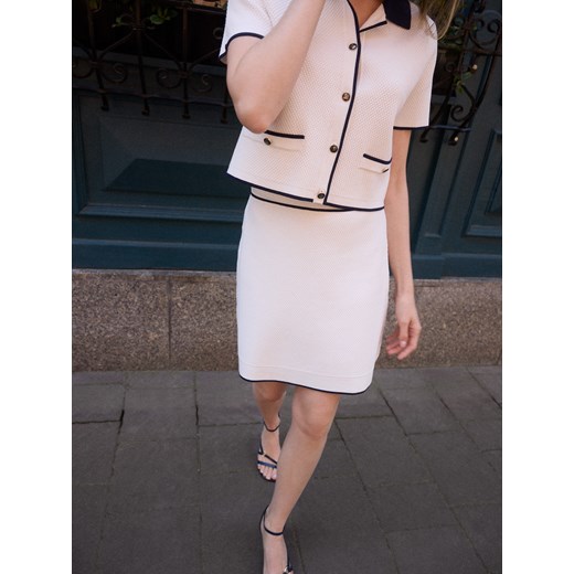 Mohito - Kardigan z krótkim rękawem - kremowy ze sklepu Mohito w kategorii Swetry damskie - zdjęcie 186196187