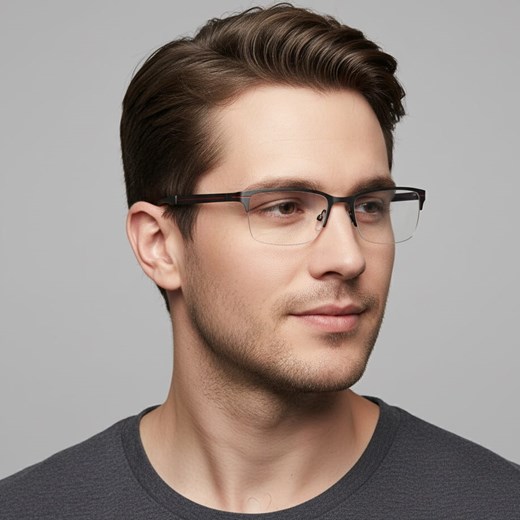 Męskie żyłkowe oprawki korekcyjne okulary zerówki 646 czarne ze sklepu Stylion w kategorii Oprawki do okularów męskich - zdjęcie 186196505