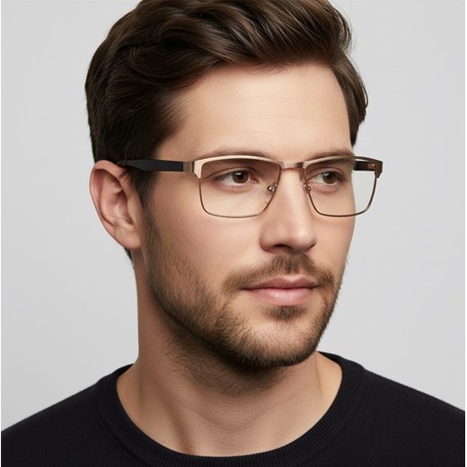 Męskie oprawki korekcyjne okulary zerówki 876F różowe złoto ze sklepu Stylion w kategorii Oprawki do okularów męskich - zdjęcie 186196508