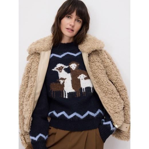 Reserved - Sweter ze wzorem - granatowy - id: 295HM-59X - marki Reserved - 186197696 Reserved - Sweter ze wzorem - granatowy ze sklepu Reserved w kategorii Swetry damskie - zdjęcie 186197696