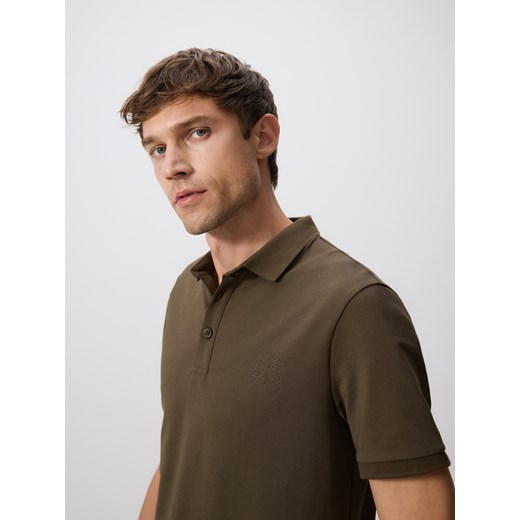 Reserved - Koszulka polo regular fit - ciemnozielony ze sklepu Reserved w kategorii T-shirty męskie - zdjęcie 186197729