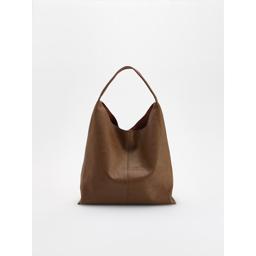 Reserved - Skórzana torebka hobo - brązowy ze sklepu Reserved w kategorii Torby Shopper bag - zdjęcie 186197806