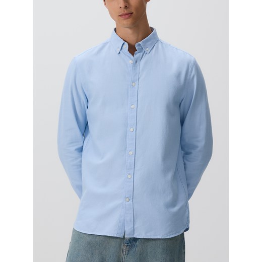 Reserved - Bawełniana koszula slim fit - jasnoniebieski ze sklepu Reserved w kategorii Koszule męskie - zdjęcie 186197947