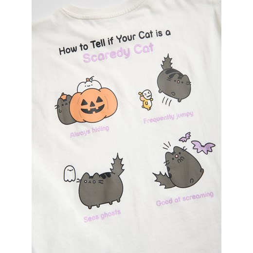 Reserved - Bawełniany t-shirt Pusheen - złamana biel ze sklepu Reserved w kategorii Bluzki dziewczęce - zdjęcie 186198185