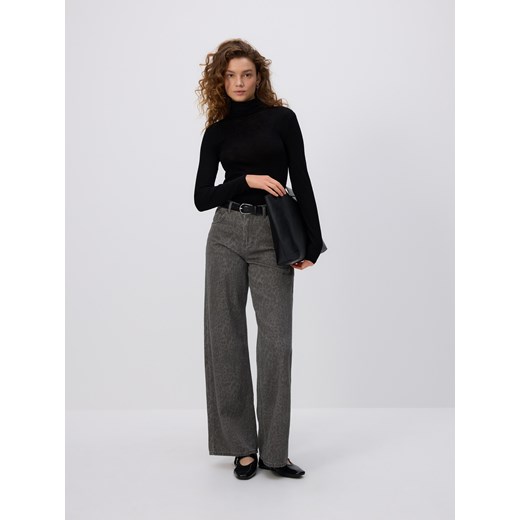 Reserved - Jeansy baggy fit w panterkę - szary Reserved 44 Reserved