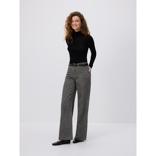 Reserved - Jeansy baggy fit w panterkę - szary Reserved 32 Reserved