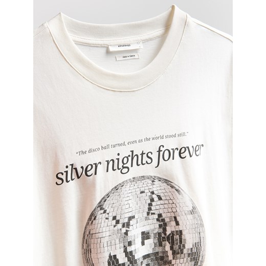 Reserved - T-shirt z nadrukiem - złamana biel Reserved L Reserved