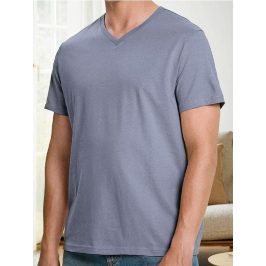 Sinsay - Koszulka basic z dekoltem w serek - fioletowy ze sklepu Sinsay w kategorii T-shirty męskie - zdjęcie 186199697